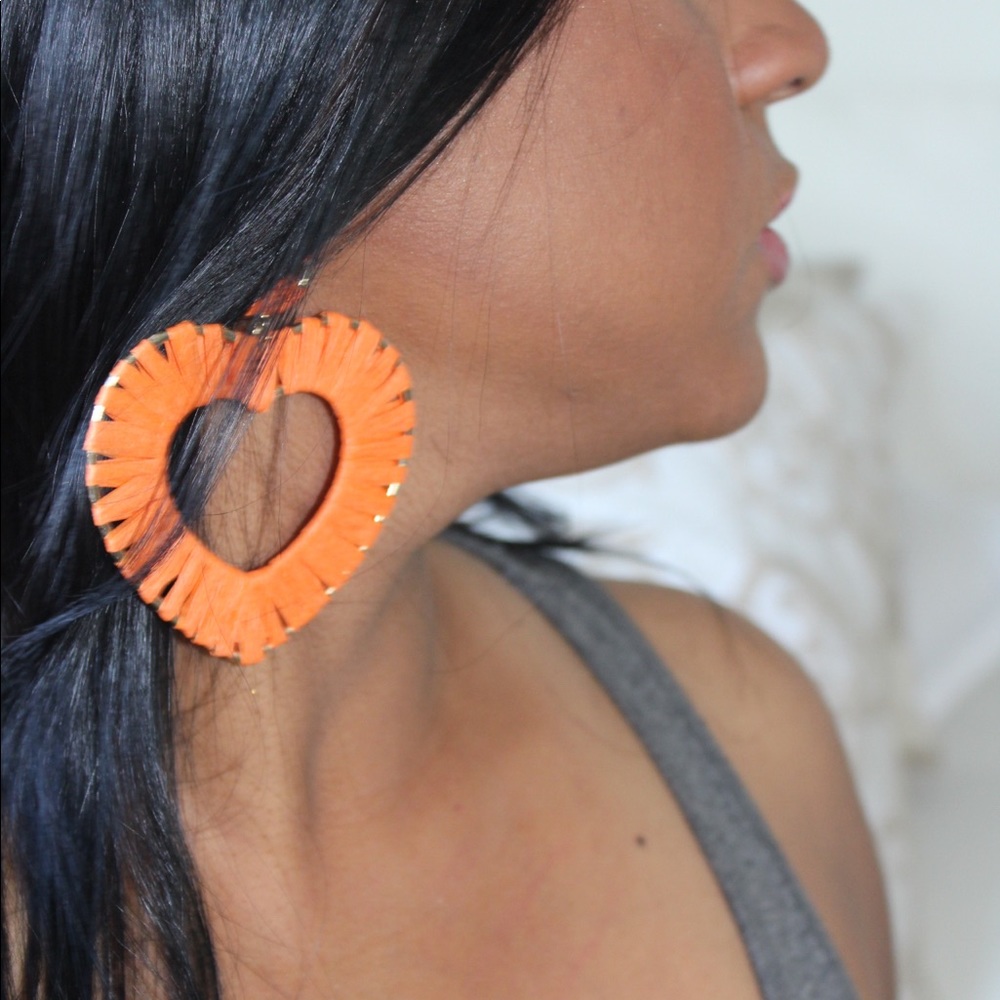 Orange Heart Earrings